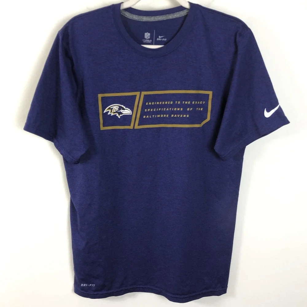 Nike Dri-Fit Baltimore Ravens NFL Football Short Sleeve T-Shirt Men's M Purple